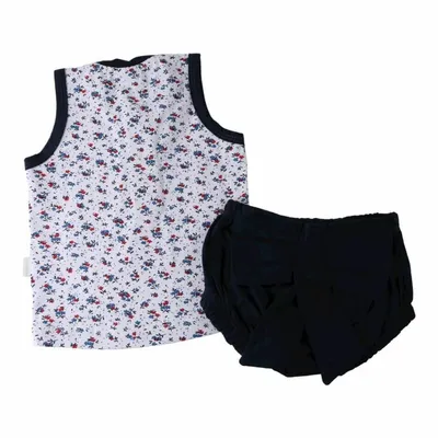 Conjunto Bebê Miniclo Regata Estampa Florzinha + Shorts Básico
