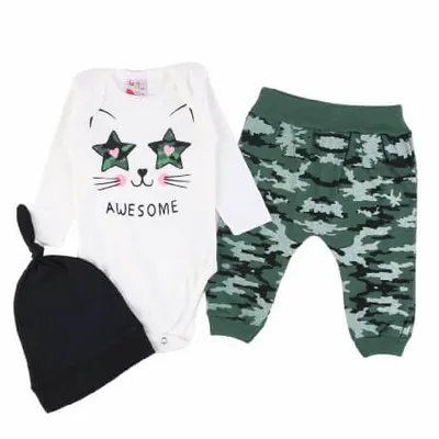 Conjunto Bebê Dengos E Cia Estampa Estrela - 03 Peças