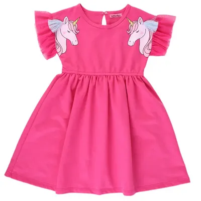 Vestido Infantil Kookabu Com Babado Estampa Unicórnio Vestido Infantil Kookabu Com Babado Estampa Unicórnio