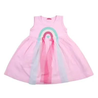Vestido Infantil Kookabu Estampa Arco Íris Com Tule Vestido Infantil Kookabu Estampa Arco Íris Com Tule