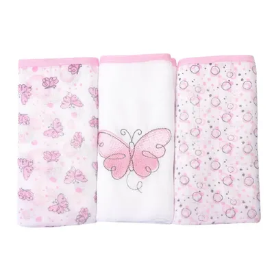 Kit Fralda De Pano Minasrey Composê Borboleta - 03 Peças Kit Fralda De Pano Minasrey Composê Borboleta - 03 Peças