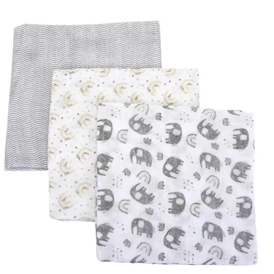 Kit Fralda De Pano Minasrey Composê Elefante - 03 Peças Kit Fralda De Pano Minasrey Composê Elefante - 03 Peças