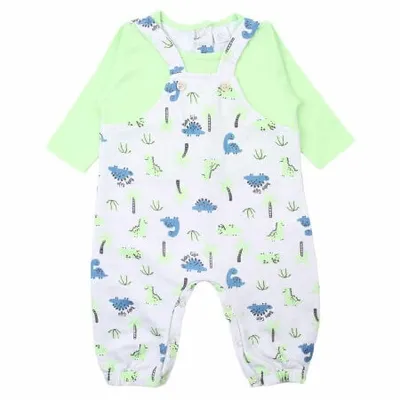 Macacão Longo Baby Gijo Modelo Jardineira Estampa Dino