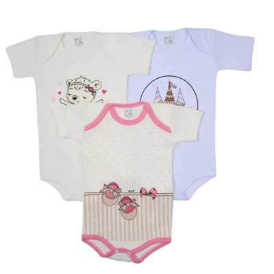 Kit Body Infantil Mub Em Suedine Estampado - 03 Peças Kit Body Infantil Mub Em Suedine Estampado - 03 Peças