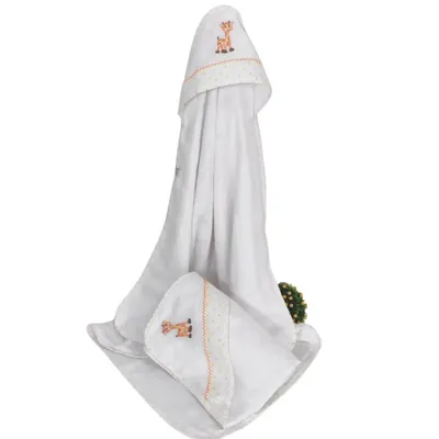 Toalha Bebê Teciclean Poá Com Bordado Girafa