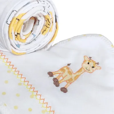 Toalha Bebê Teciclean Poá Com Bordado Girafa