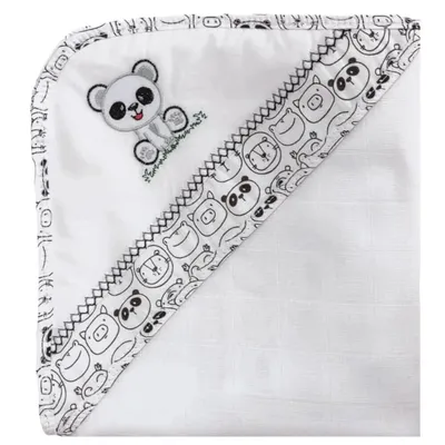 Toalha Bebê Teciclean Aplique Bordado Panda E Animais