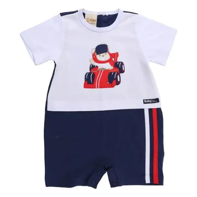 Macacão Curto Baby Doces Momentos Bordado Urso Carrinho