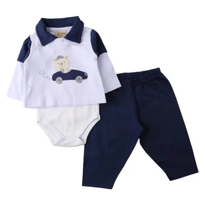 Pagão Baby Doces Momentos Estampa Urso No Carro - 03 Peças