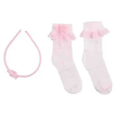 Kit Meia Infantil Baby Kids Com Tiara - 2 Peças Kit Meia Infantil Baby Kids Com Tiara - 2 Peças