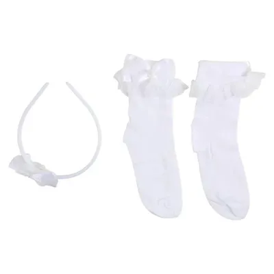 Kit Meia Baby Kids Com Tiara Voal E Aplique De Laço Kit Meia Baby Kids Com Tiara Voal E Aplique De Laço