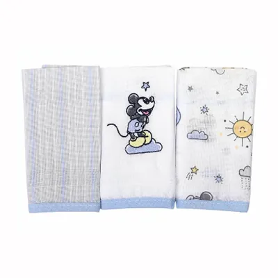 Kit Pano De Boca Minasrey Bordado Estampa Mickey - 03 Peças