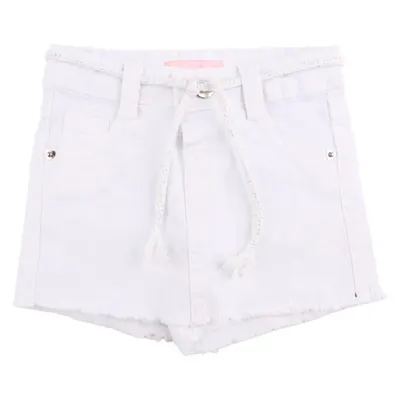 Shorts Saia Sarja Infantil Color Mini Detalhe Barra Desfiada Shorts Saia Sarja Infantil Color Mini Detalhe Barra Desfiada
