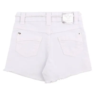 Shorts Saia Sarja Infantil Color Mini Detalhe Barra Desfiada Shorts Saia Sarja Infantil Color Mini Detalhe Barra Desfiada