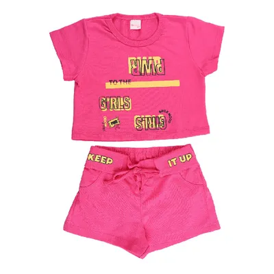 Conjunto Infantil Color Girl Blusa Estampa Cool + Shorts Saia Conjunto Infantil Color Girl Blusa Estampa Cool + Shorts Saia