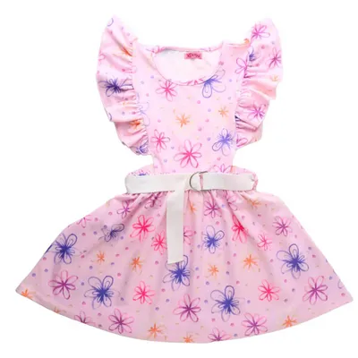 Vestido Infantil Kookabu Estampado Com Cinto E Babados Vestido Infantil Kookabu Estampado Com Cinto E Babados