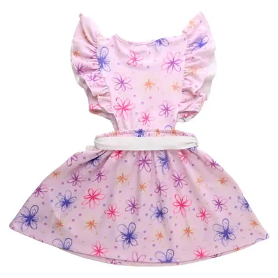 Vestido Infantil Kookabu Estampado Com Cinto E Babados Vestido Infantil Kookabu Estampado Com Cinto E Babados