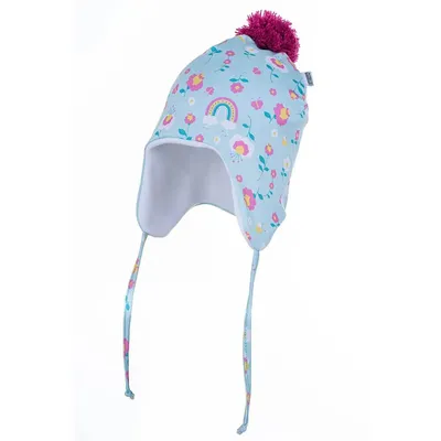 Touca Térmica Bebê Everly Floral Com Arco Íris Touca Térmica Bebê Everly Floral Com Arco Íris