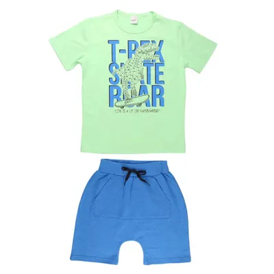 Conjunto Infantil Ralakids Camiseta Estampada + Bermuda Moletom Conjunto Infantil Ralakids Camiseta Estampada + Bermuda Moletom