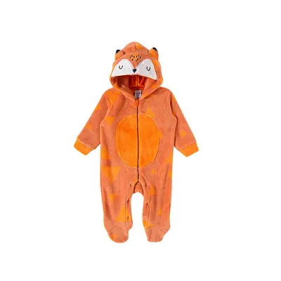 Macacão Longo Bebê Tip Top De Pelinhos Com Capuz De Raposa