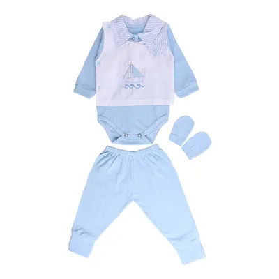 Pagão Dayane Baby Bordado Barco - 03 Peças