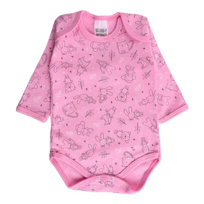 Kit Body Manga Longa Bebê Klub Kids Flor - 03 Peças Kit Body Manga Longa Bebê Klub Kids Flor - 03 Peças