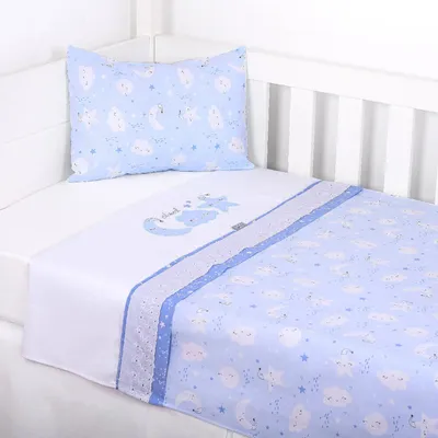 Kit Jogo De Berço Minasrey Bordado Alvinha Cloud - 03 Peças Kit Jogo De Berço Minasrey Bordado Alvinha Cloud - 03 Peças