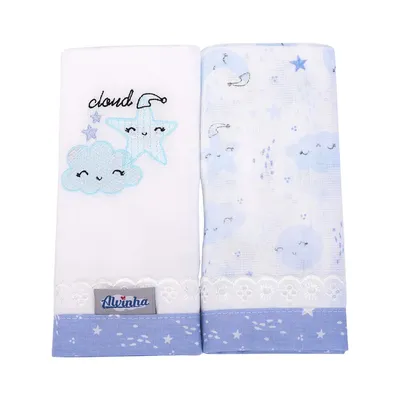 Kit Fralda Minasrey Bordada Alvinha Cloud - 02 Peças