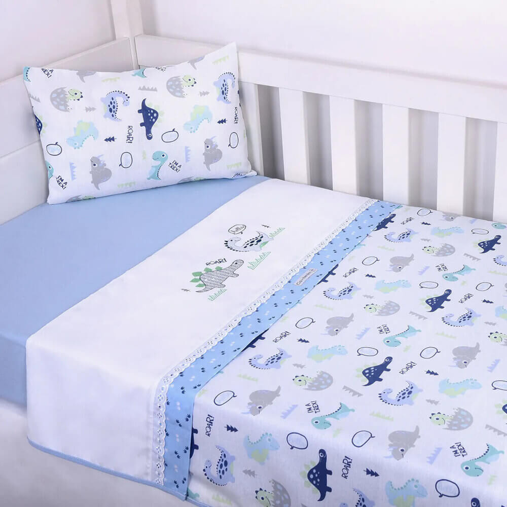 Kit Jogo De Berço Bordado Minasrey Cia Do Neném 03 Peças