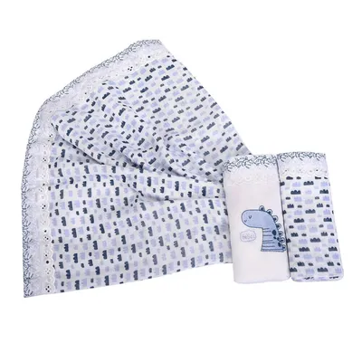 Kit Fralda Minasrey Cia Do Neném Classic Dino - 03 Peças