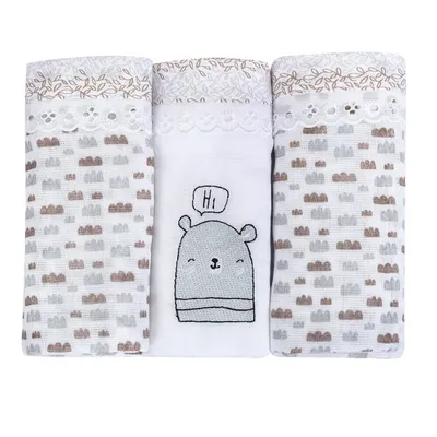 Kit Fralda Minasrey Cia Do Neném Classic Urso - 03 Peças