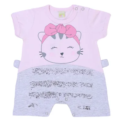 Macacão Curto Smoby Baby Estampa Gatinha