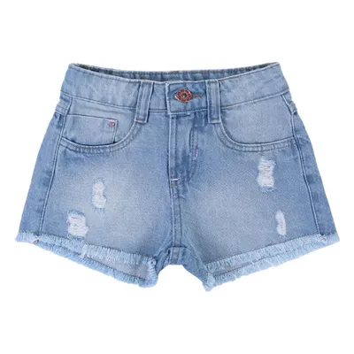 Short Jeans Infantil Color Girl Barra Desfiada E Rasgos Short Jeans Infantil Color Girl Barra Desfiada E Rasgos