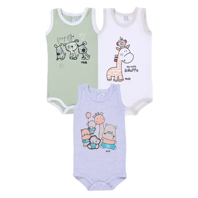 Kit Body Infantil Mub Estampado - 3 Peças