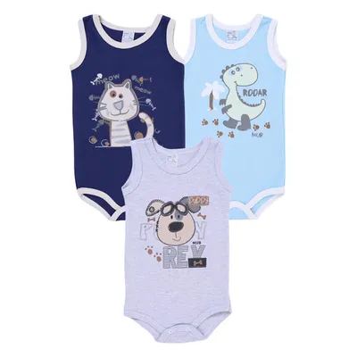 Kit Body Infantil Mub Estampado - 3 Peças