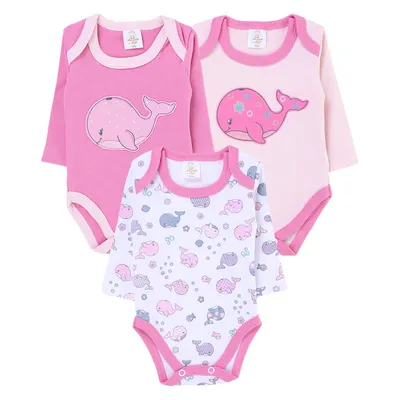 Kit Body Manga Longa Bebê Presente De Anjo Baleia - 3 Peças Kit Body Manga Longa Bebê Presente De Anjo Baleia - 3 Peças
