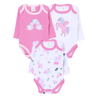 Kit Body Manga Longa Bebê Presente Anjo Unicórnio - 3 Peças Kit Body Manga Longa Bebê Presente Anjo Unicórnio - 3 Peças