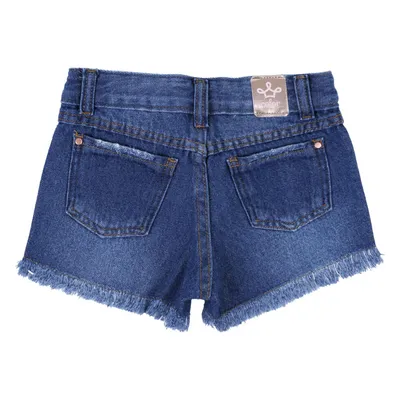 Short Saia Jeans Infantil Color Girl Barra Desfiada Short Saia Jeans Infantil Color Girl Barra Desfiada
