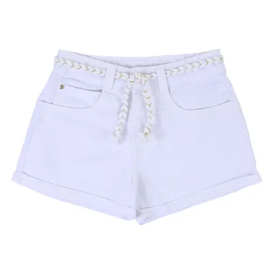 Short Infantil Color Girl Sarja Barra Virada Com Cinto Short Infantil Color Girl Sarja Barra Virada Com Cinto
