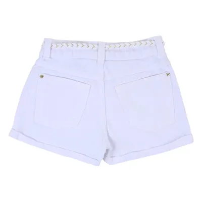 Short Infantil Color Girl Sarja Barra Virada Com Cinto Short Infantil Color Girl Sarja Barra Virada Com Cinto