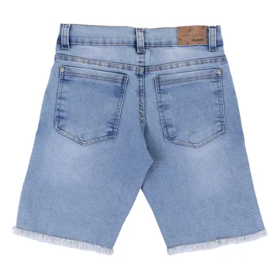 Bermuda Jeans Juvenil Used Com Barra Desfiada Bermuda Jeans Juvenil Used Com Barra Desfiada
