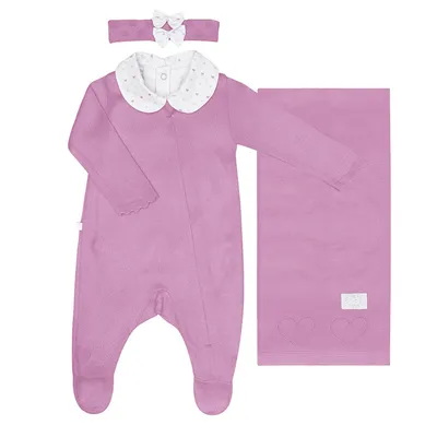 Saída De Maternidade Fofinho Gola Boneca - 4 Peças