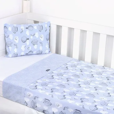 Jogo Lençol Berço Americano Loupiot Temas Balões - 3 Peças Jogo Lençol Berço Americano Loupiot Temas Balões - 3 Peças