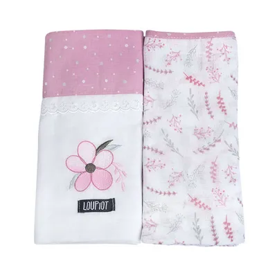 Kit Toalha Fralda Loupiot Temas Flores - 2 Peças
