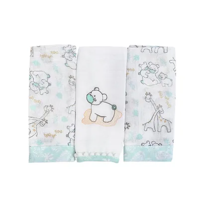 Kit Pano De Boca Loupiot Temas Safari - 3 Peças Kit Pano De Boca Loupiot Temas Safari - 3 Peças