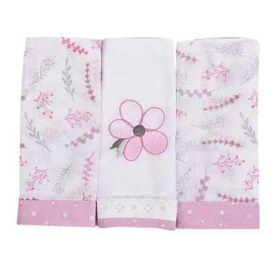 Kit Pano De Boca Loupiot Temas Flores - 3 Peças Kit Pano De Boca Loupiot Temas Flores - 3 Peças