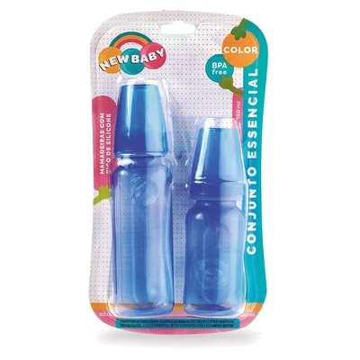 Kit Mamadeira New Baby Color Silicone Convencional - 2 Peças