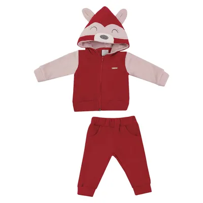 Conjunto Bebê Miniclo Bouclê Capuz Raposa Conjunto Bebê Miniclo Bouclê Capuz Raposa