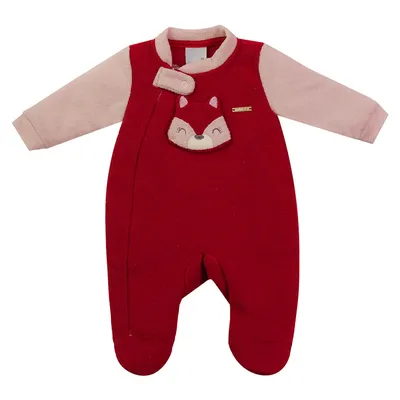 Macacão Longo Bebê Miniclo Bouclê Aplique Raposinha