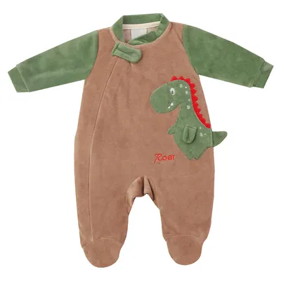 Macacão Longo Bebê Miniclo Plush Bordado Dinossauro